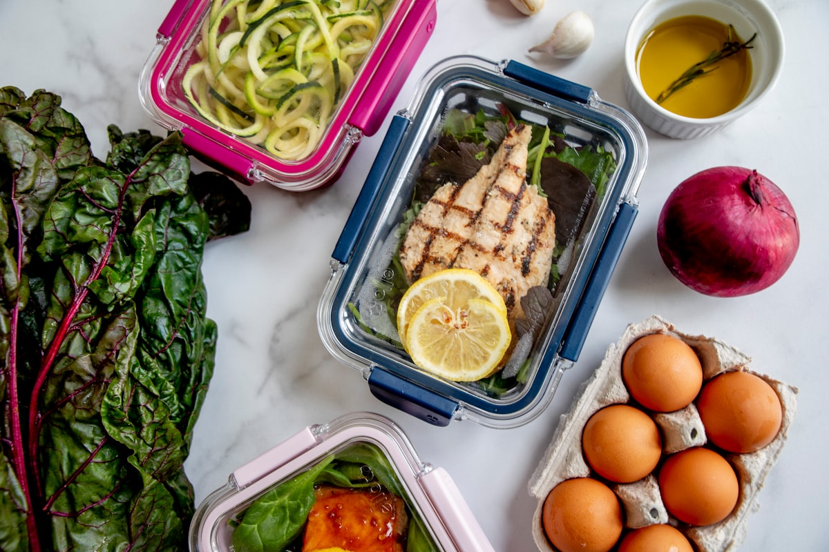 Man preparing healthy balanced meals for fitness training